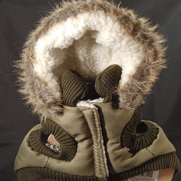 All Weather Green Hooded Dog Coat Size XS with Fleece Lining and Hood Pockets - Picture 5 of 6
